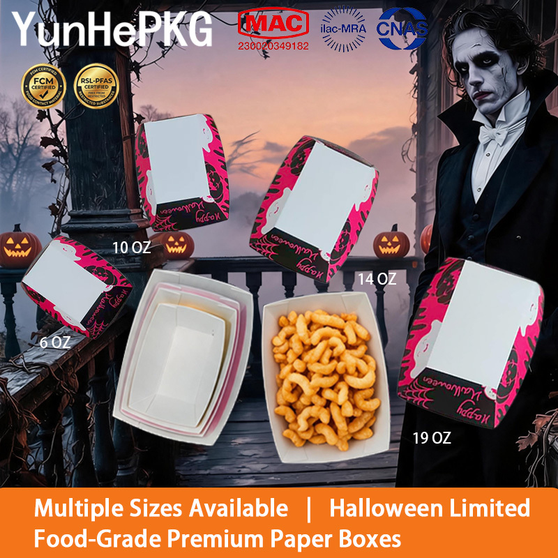 Food Snacks That Are Black - YunHePKG 100個入り ハロウィン用紙製フードボート 6/10/14/19オンス ピンク ブラック