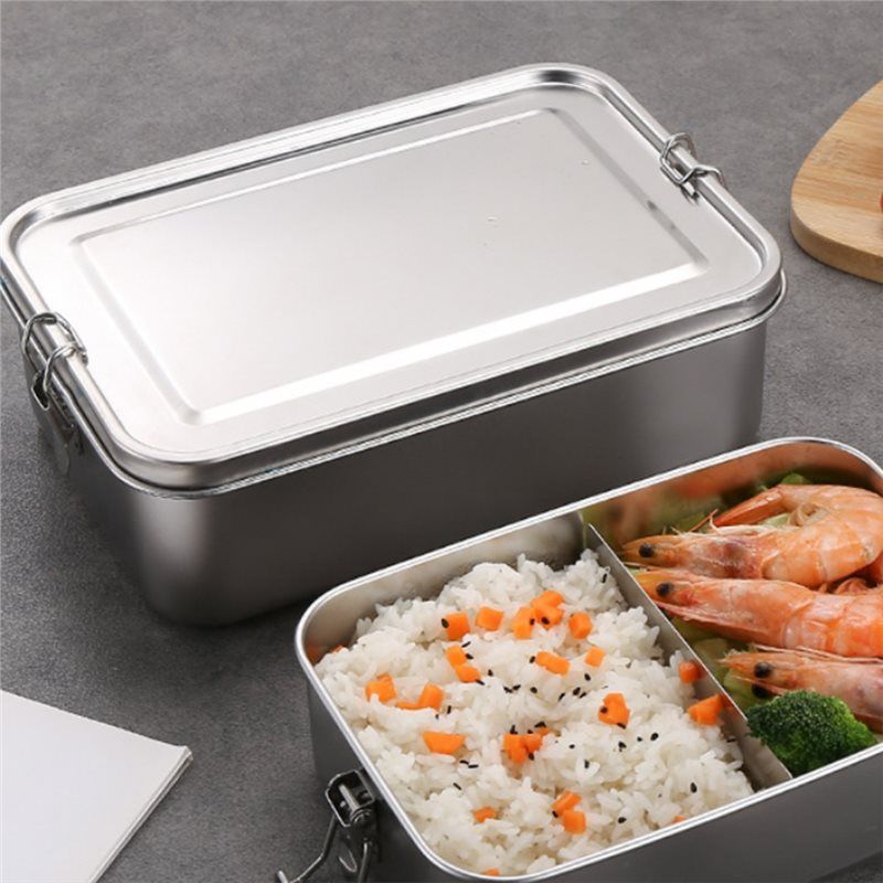 Food Snacks For School - AEE2-ステンレス製弁当箱金属製ランチボックス食品保存容器ロック可能なクリップ付きランチスナックボックス仕事、学校用