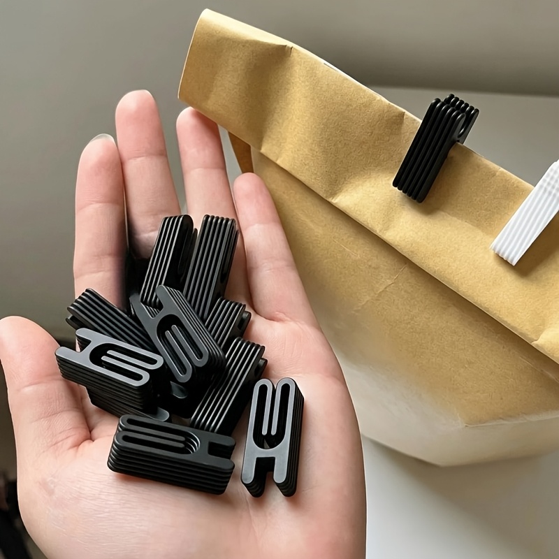 Food Snacks That Are Black - 10個入りブラックスナックバッグシーリングクリップ、食品袋包装用シーリングクリップ、軽量で耐久性のあるキッチンガジェット