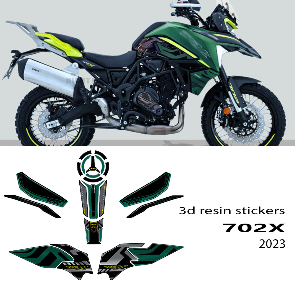 Food X - 3Dエポキシ樹脂タンクパッド,ベネリ,オートバイアクセサリー,trk 702x,3Dステッカーキット,trk 702x2023