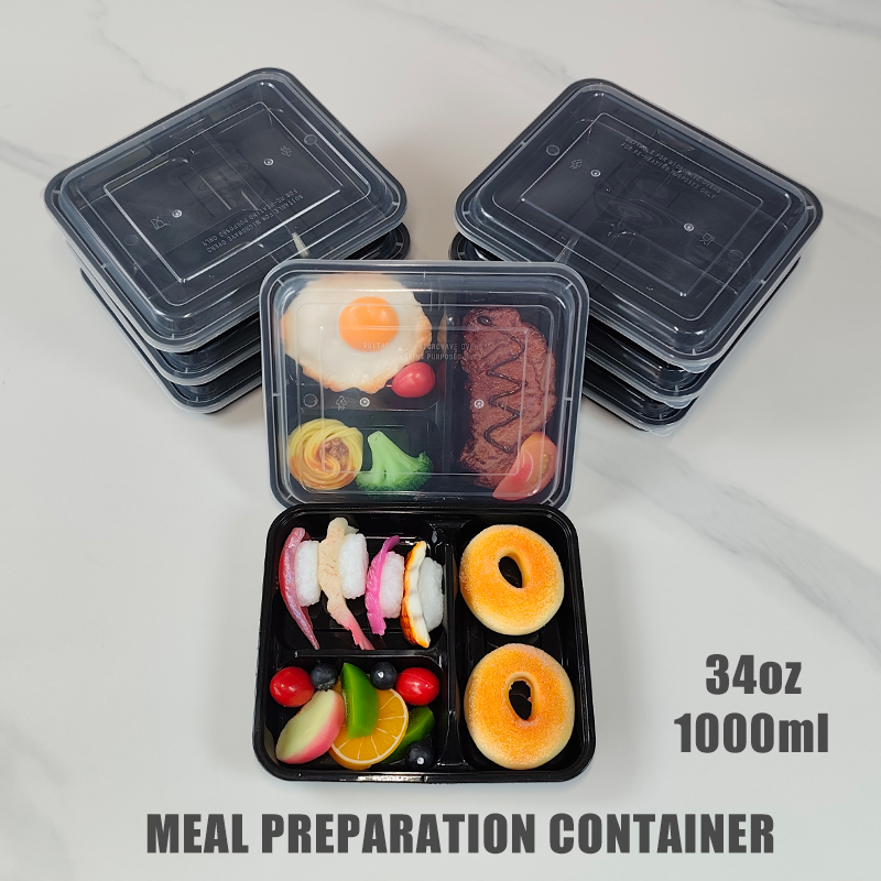 Food And Snacks For Picnic - 3コンパートメント 34オンス/1000ml、12/35個入り、漏れ防止食事準備容器、個別の食品容器、積み重ね可能、電子レンジ/冷凍庫/食器洗い機対応、オフィスランチ、学校ランチ/ピクニック/ジム/サイクリング/スナック/フルーツ/旅行に最適
