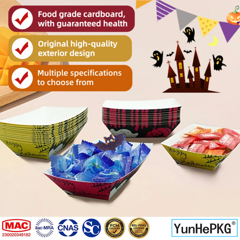 YunHePKG 100個入り ハロウィン用紙製フードボート - Food Snacks That Are Black のレビューと価格