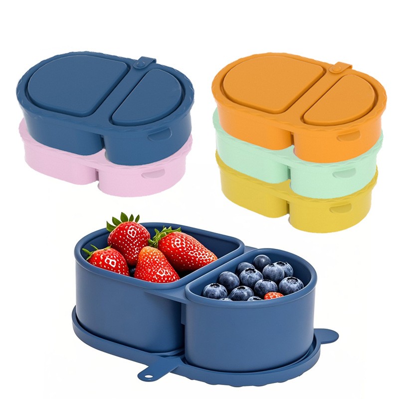 シリコン製スナック容器/蓋付き再利用可能な二層式食品保存ラン - Food And Snacks For Picnic のレビューと価格