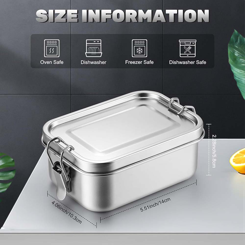 4 個のステンレス鋼弁当箱金属弁当箱食品保存容器ロック可能な - Food Snacks For School のレビューと価格