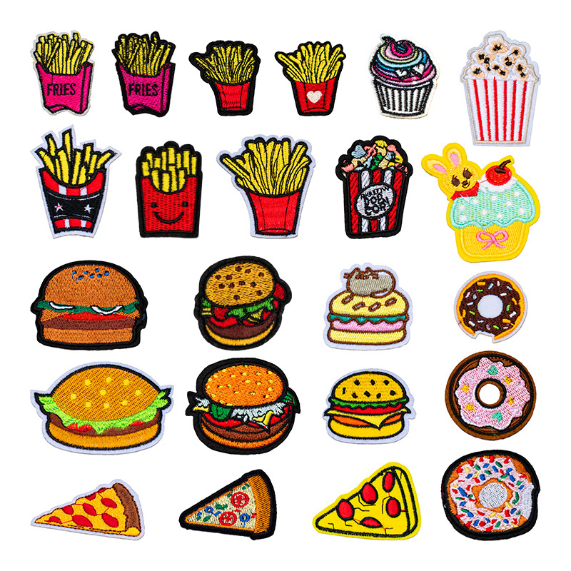 ファーストフードシリーズ刺繍布アップリケハンバーガーポップコ - Food Snacks Pictures のレビューと価格