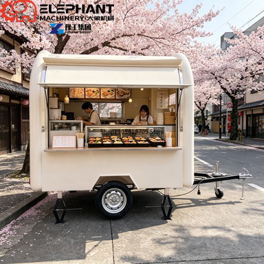 街頭販売用ラウンドフードトレーラー、スタイリッシュな曲線型ス - Street Food Snacks のレビューと価格