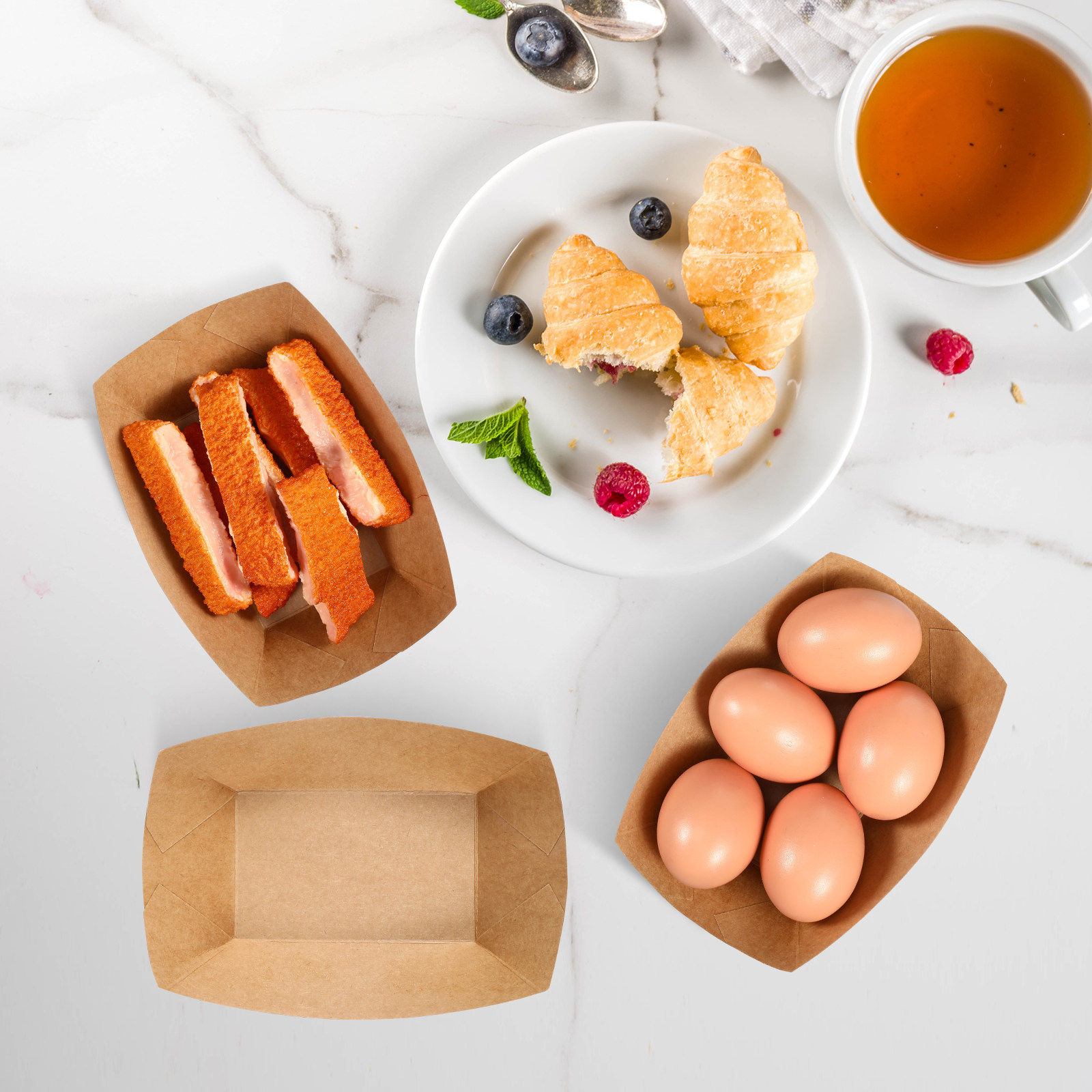 50個入り使い捨てクラフト紙製フードボート、漏れ防止スナック - Food Snacks For Party のレビューと価格