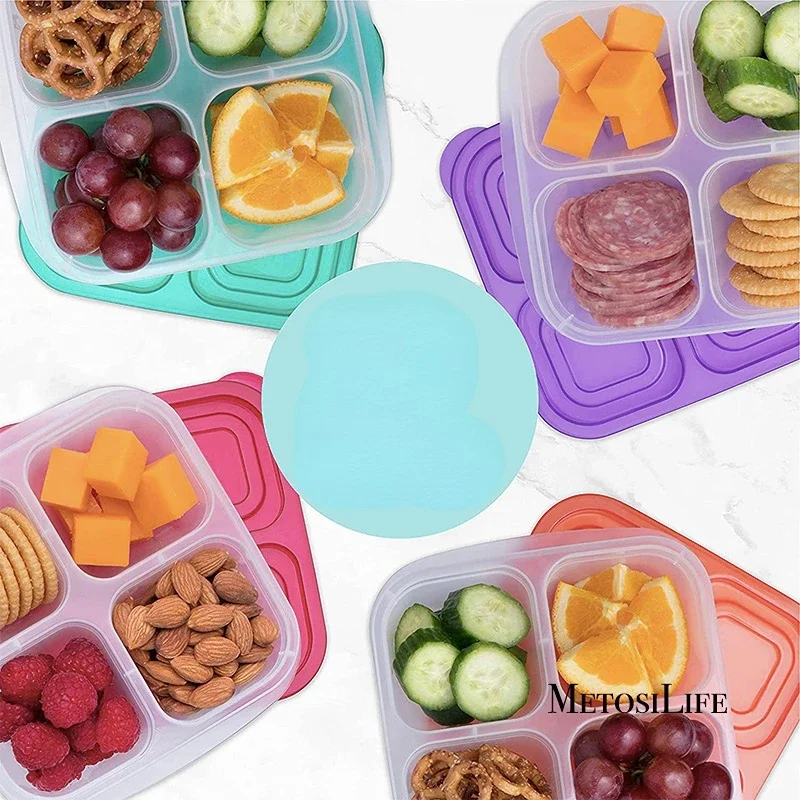 プラスチック製弁当スナックボックス 再利用可能な 4 コンパ - Food Snacks For School のレビューと価格
