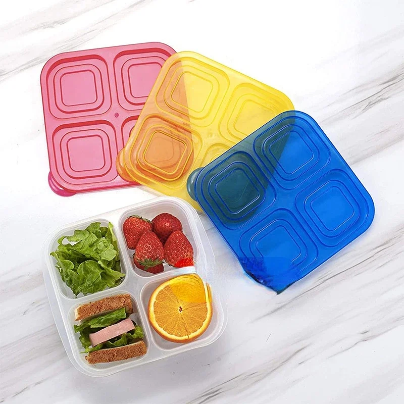 プラスチック製弁当スナックボックス 再利用可能な 4 コンパ - Food Snacks For School のレビューと価格