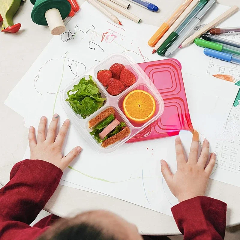 プラスチック製弁当スナックボックス 再利用可能な 4 コンパ - Food Snacks For School のレビューと価格
