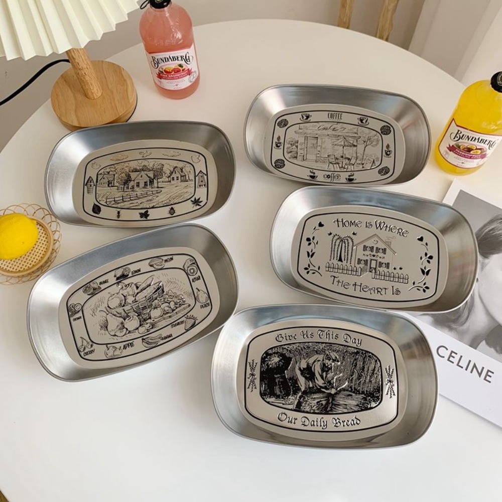 2 個ヴィンテージアメリカンティントレイステンレス鋼スナック - Food And Snacks For Picnic のレビューと価格