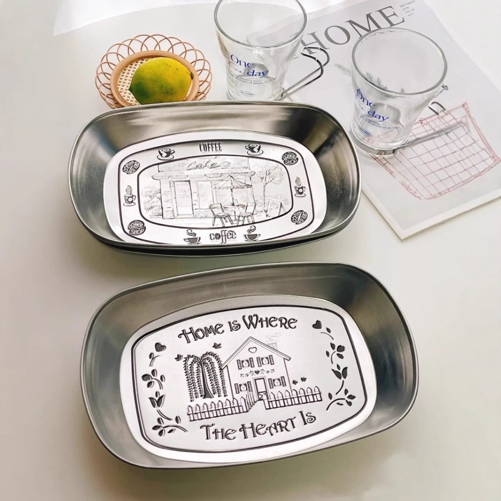 2 個ヴィンテージアメリカンティントレイステンレス鋼スナック - Food And Snacks For Picnic のレビューと価格