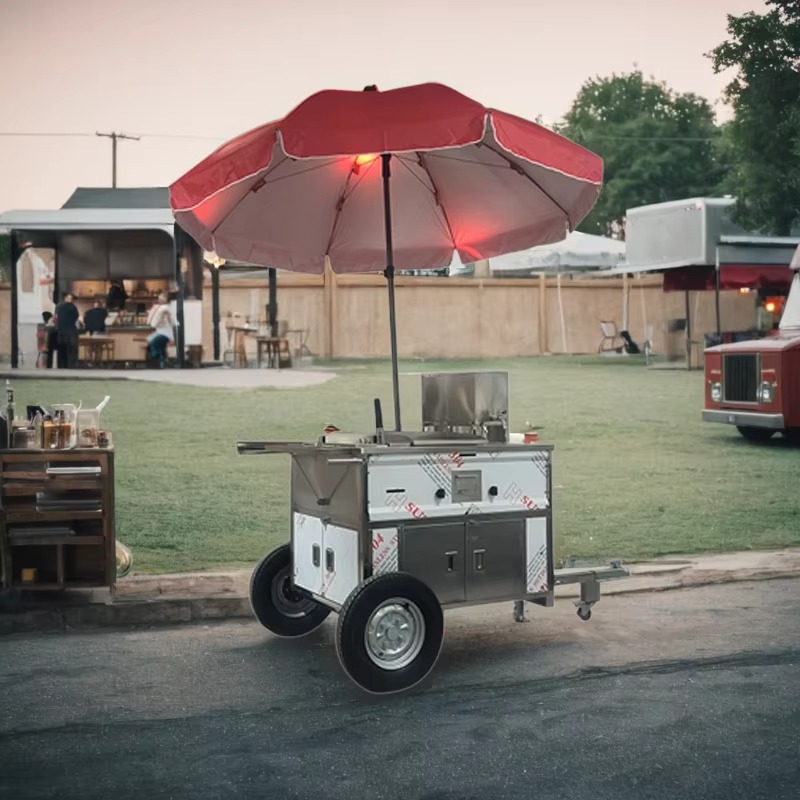 移動式屋台カート、牽引可能なホットドッグカート、作業台と収納 - Street Food Snacks のレビューと価格