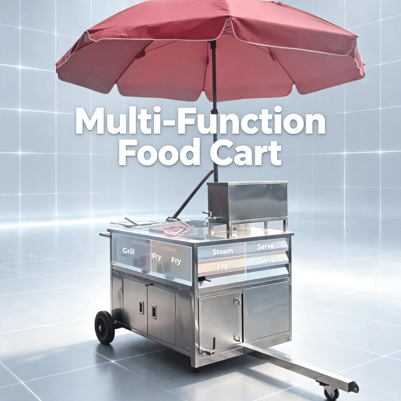 移動式屋台カート、牽引可能なホットドッグカート、作業台と収納 - Street Food Snacks のレビューと価格