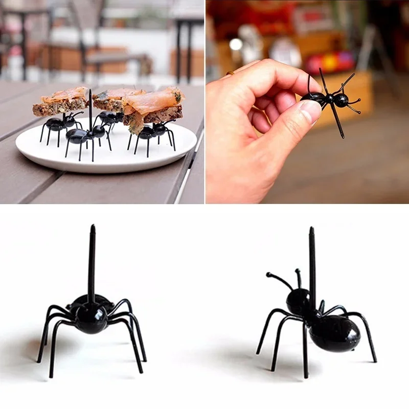 112 ピース/セット黒アリつまようじフルーツフォークケーキ - Food Snacks That Are Black のレビューと価格