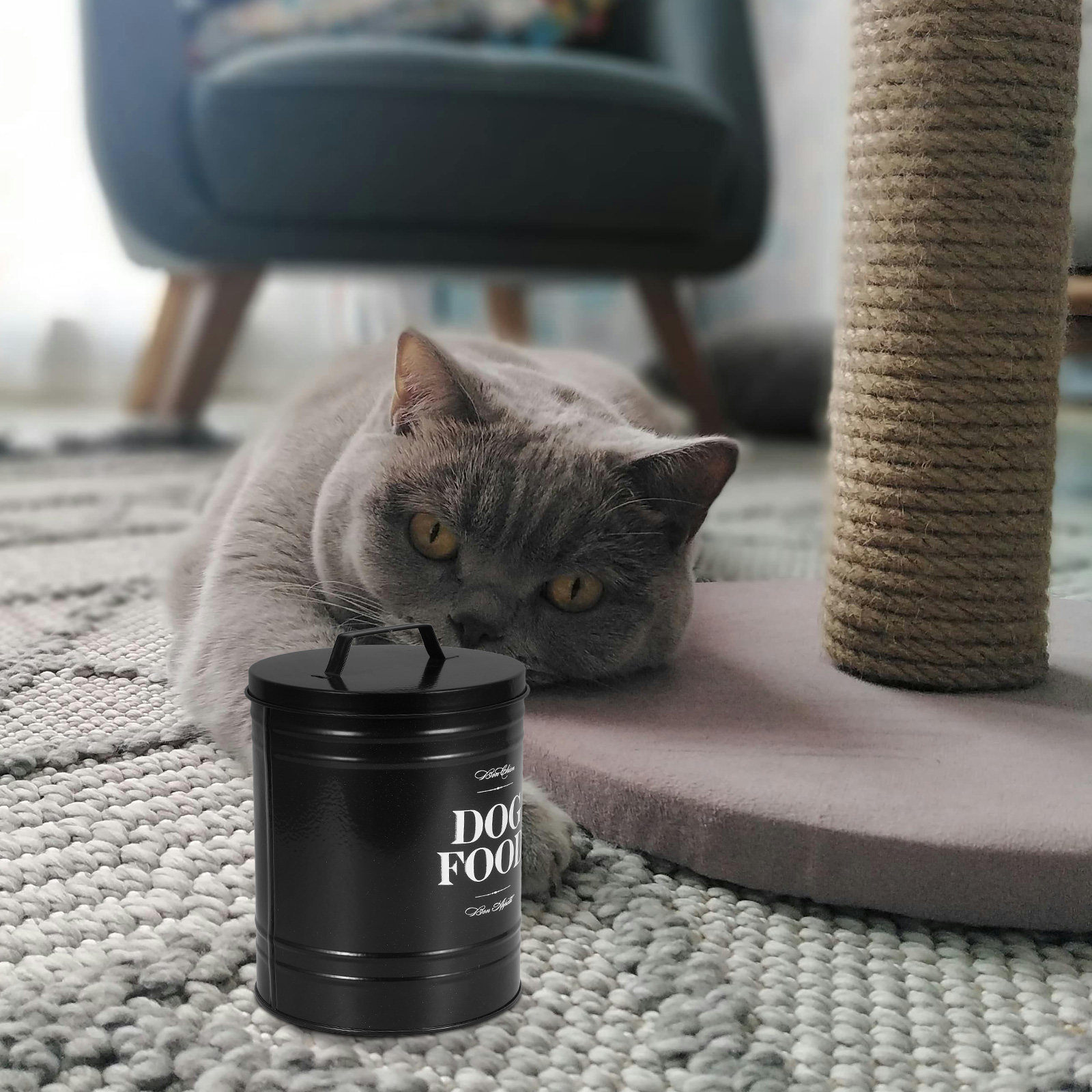 大型鉄製ドッグフード保存容器 密閉ペット容器 密封された子犬 - Food Snacks That Are Black のレビューと価格
