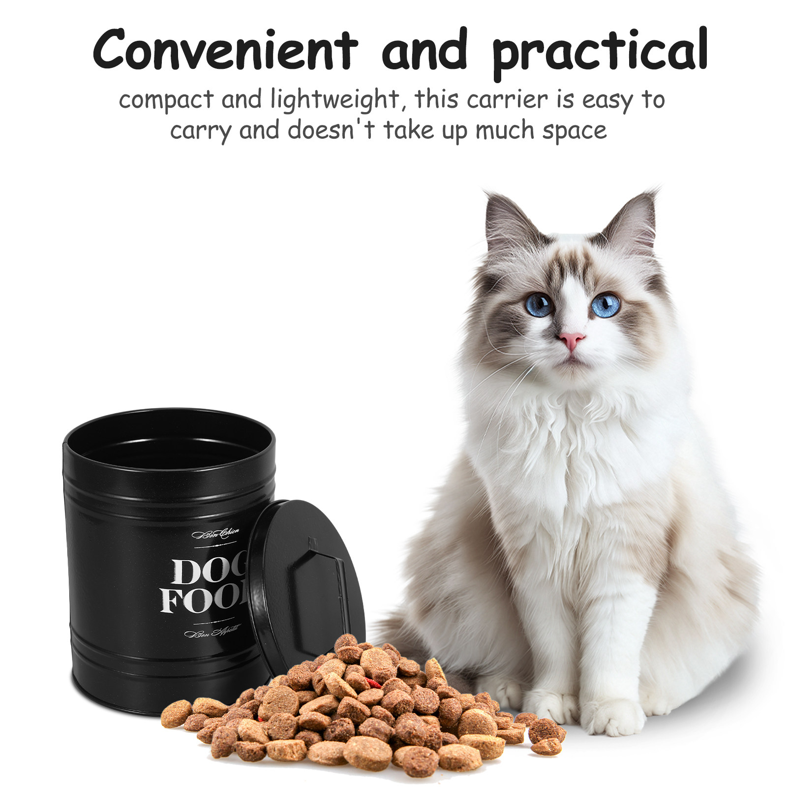大型鉄製ドッグフード保存容器 密閉ペット容器 密封された子犬 - Food Snacks That Are Black のレビューと価格
