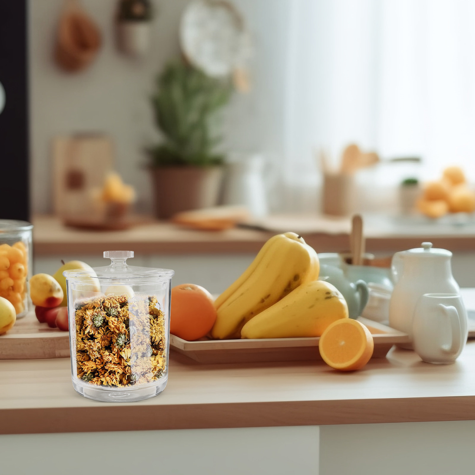 透明な茶葉保存容器 アクリル製キャニスター 密閉蓋付き 茶葉 - Dry Food Snacks のレビューと価格