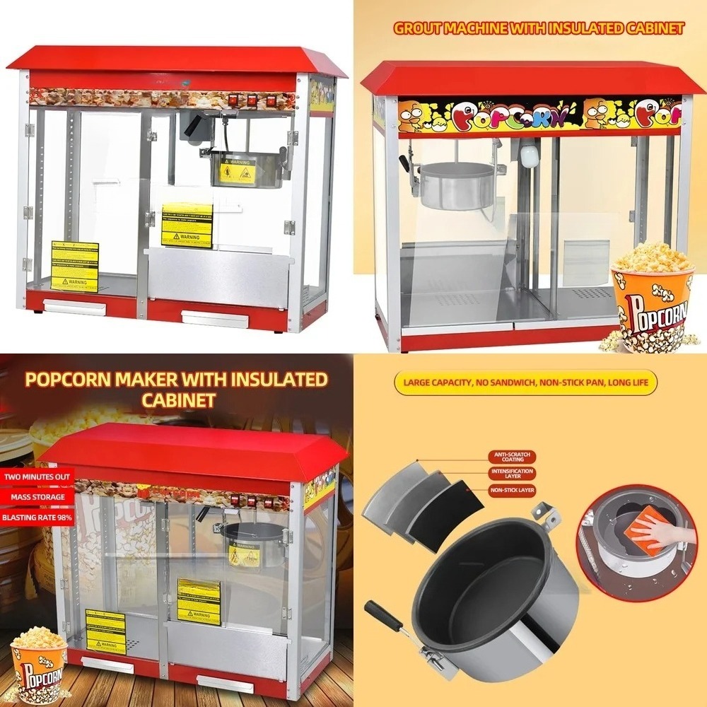 業務用自動電気ポップコーン製造機、断熱キャビネット付き、スナ - Food Processor Snacks のレビューと価格