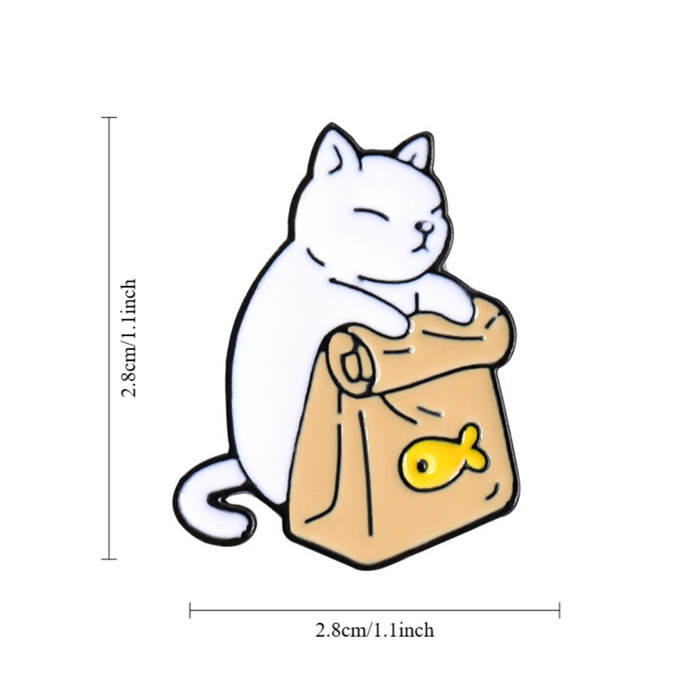かわいい白黒猫の動物バッジ、猫の餌の形をした合金アクセサリー - Food Snacks That Are Black のレビューと価格