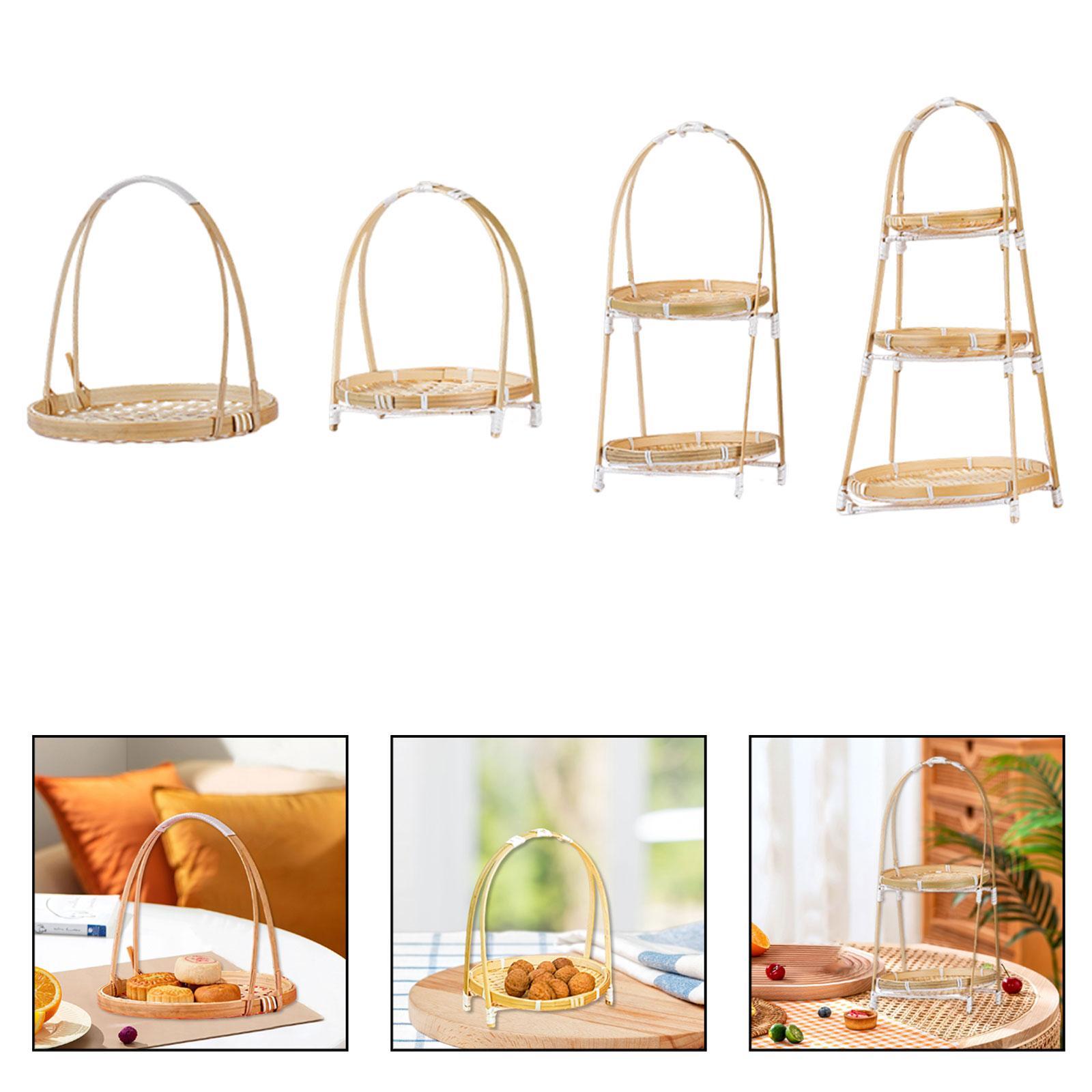 竹製バスケットトレイ、スナックオーガナイザー、ポータブルサー - Snacks Food Gift Baskets のレビューと価格