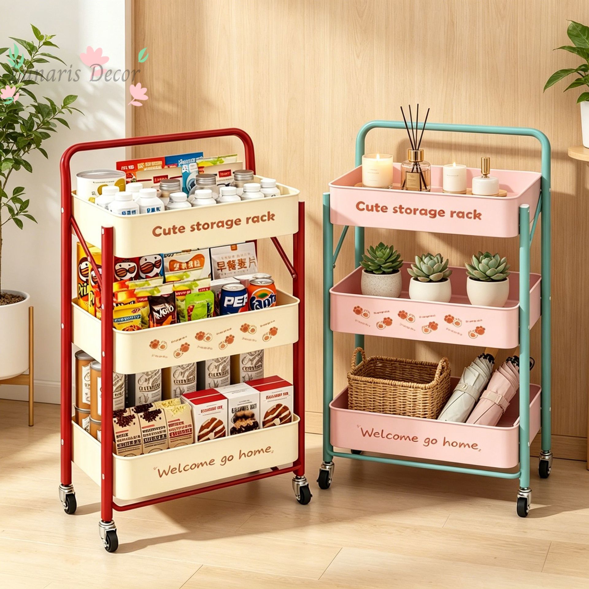 小型カート、スナックラック、床置き型家庭用本棚、多層折りたた - Food Snacks Pictures のレビューと価格