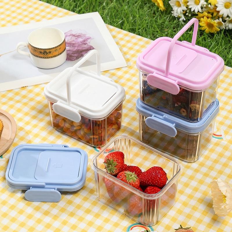 新しい密閉プラスチック製食品保存容器、ハンドルと蓋付き、漏れ - Food Snacks For Picnic のレビューと価格