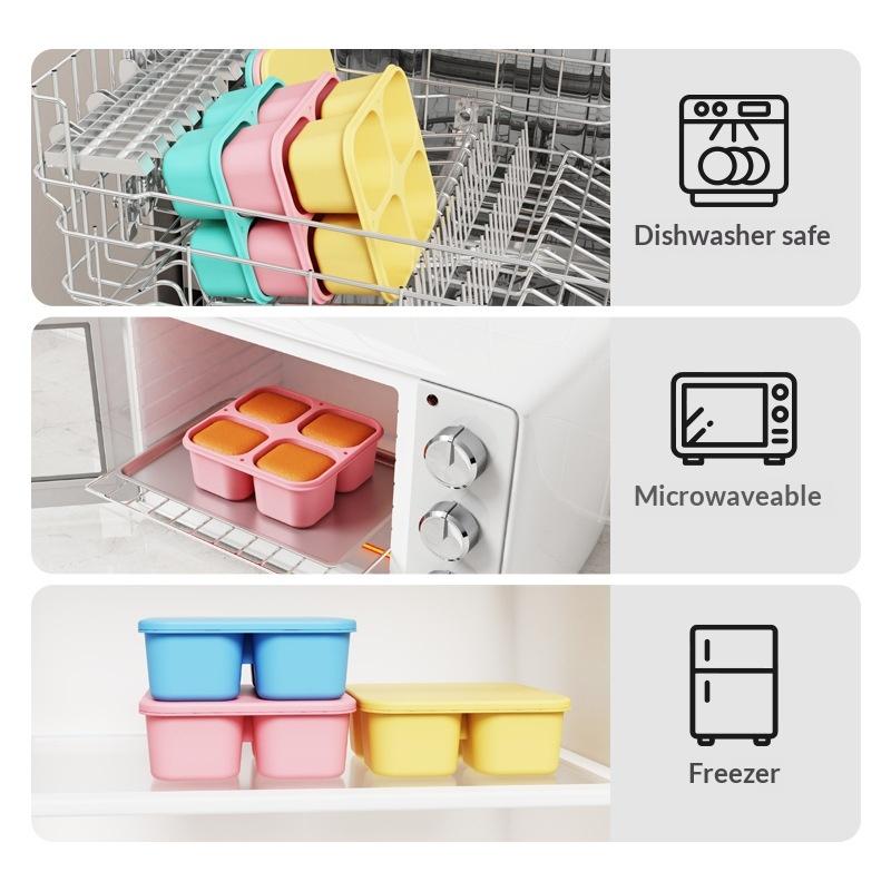 シリコン製スナックボックス：食品グレード4仕切り密閉蓋付き子 - Food And Snacks For Picnic のレビューと価格